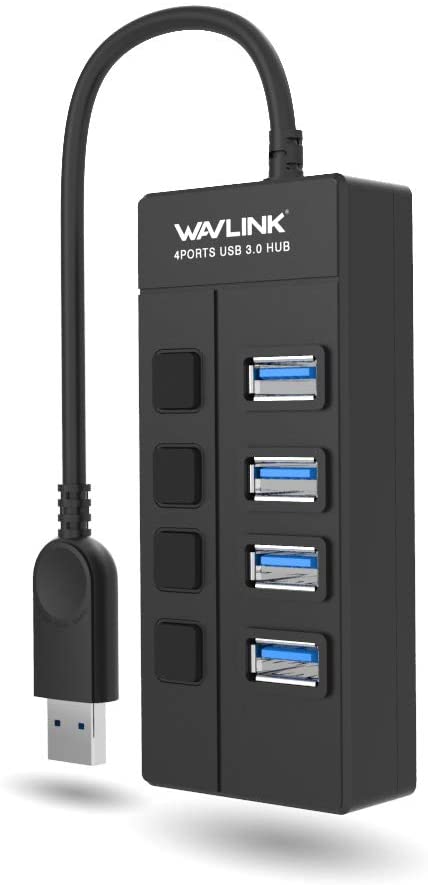 WAVLINK 4 Port USB 3.0 Hub with Individual LED Power Switches