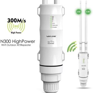 WAVLINK-WN570HN2-N300 Outdoor Access Point Single Band 300Mbps 3 in 1 Wireless AP/Router/WiFi Repeater Range Extender Internet Signal Booster Amplifier with Passive PoE and High Gain Antennas